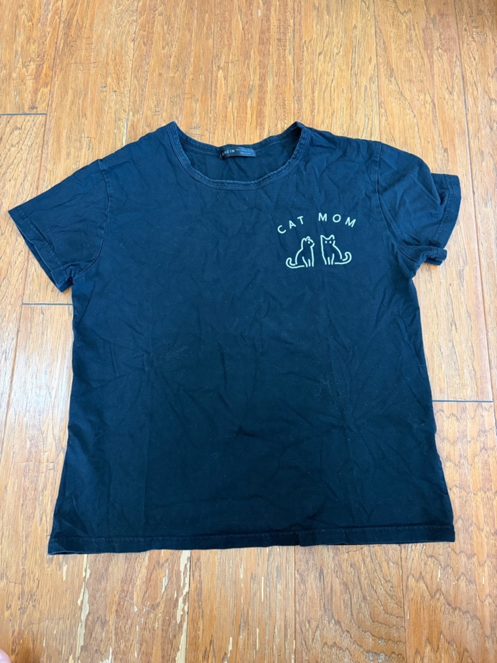 SHEIN Black "Cat Mom" Short Sleeve Tee